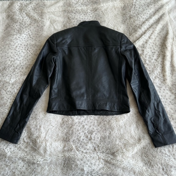 Michael Kors Genuine Leather Black Jacket XS - Picture 6 of 7
